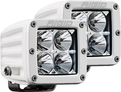 RIGID INDUSTRIES RIGID D-Series PRO LED Light, Flood Optic, Surface Mount, White Housing, Pair 602113