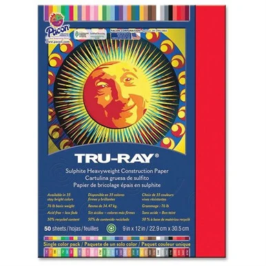 Pacon Tru-ray Sulphite Construction Paper - 9" X 12" - Festive Red (103431)