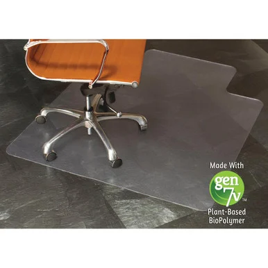 E.s.robbins Clear Vinyl Nat. Origins Lip Chair Mat - Hard Floor, Carpeted Floor, Workstation, Desk Protection - 48" Length X 36" Width - 10" Length X 20 Ft Width Lip - Vinyl - Clear (ESR143002)
