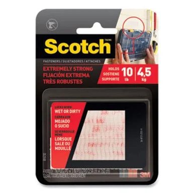 3m RF6730 Extreme Fasteners, 1" X 3", Clear, 2/pack