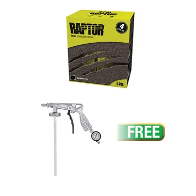 Upol Products UPL-UP0820G 1 Us Gallon Kit National Rule Raptor Liner Kit With Gun - Black