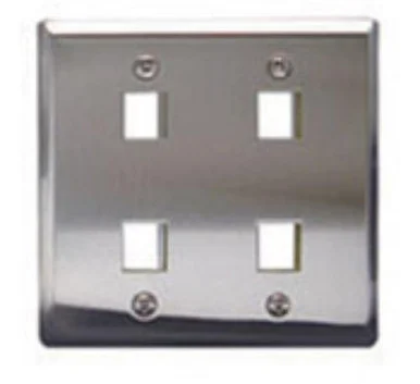 ICC 4-Port Double Gang Stainless Steel Faceplate (ic107df4ss)