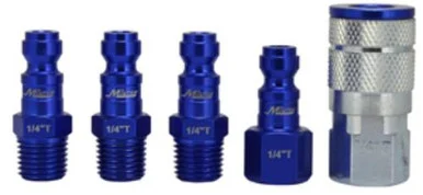 Milton Industries S-305TKIT 5 Piece T-style 1/4" Npt Blue Colorfit Coupler & Plug Kit