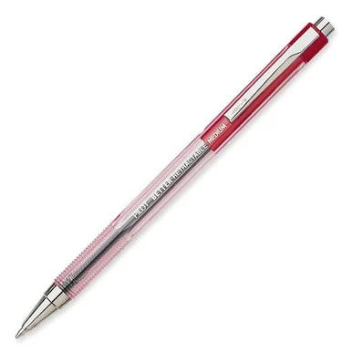 Pilot Better Retractable Ballpoint Pen - Medium Pen Point Type - 1 Mm Pen Point Size - Red Ink - Crystal Barrel - 12 / Dozen (PIL30007)