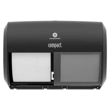 Georgia Pacific 56784A Compact Coreless Side-by-side Double Roll Tissue Dispenser, 11.5" X 8", Black