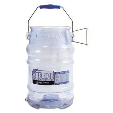 San Jamar SANSI6000 Saf-t-ice Tote, 6gal Capacity, Transparent Blue
