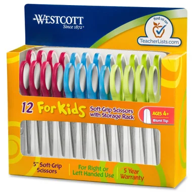 Westcott Junior Stainless Steel Blunt Tip Scissors - 5" Overall Length - Blunted - Straight-left/right - Stainless Steel, Plastic - Assorted (acm-15971)