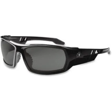 Ergodyne Skullerz Odin Smoke Lens Safety Glasses - Nylon, Polycarbonate, Polycarbonate, Rubber Frame, Temple, Lens, Nose Pad - 12/ Carton - Black, Smoke (ego-50030)