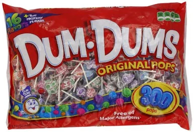Dum Dum Pops Original Pops - Blue Raspberry, Butterscotch, Watermelon, Sour for Apple, Grape, Strawberry, Cherry, Orange, Mango, Cotton Candy, Cream Soda, ... - Gluten-free - 300 / Bag (60_40)