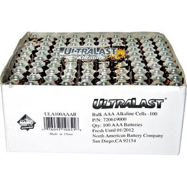 NABC UltraLast ULA100AAAB AAA Size Battery Bulk Value Pack - Dantona