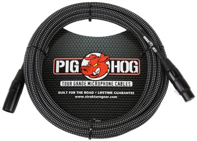 Pig Hog PHM20BKW Black & White Woven Mic Cable