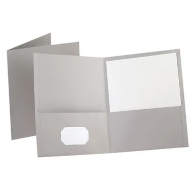 Oxford Twin Pocket Folders - Letter - 8.50" X 11" - 100 Sheet Capacity - 2 Pockets - Leatherette Paper - Gray - 25 / Box (ESS57505)