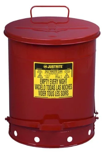 Justrite Mfg. Co. 09500 Owc Foot Red - 14 Gallon Oily Waste Can With Lever 40009500