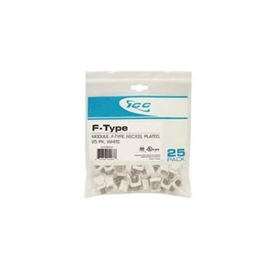 ICC Antenna Connector - 25 Pack - F Connector - Nickel-plated Connectors - White IC107BFCWH