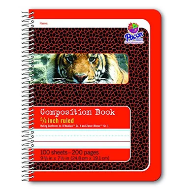 Pacon 1/2" Short Way Ruled Composition Book - 100 Sheets - 200 Pages - Printed - Spiral Bound - Short Way Ruled 7.50" X 9.75" - Recycled - 100sheet (pac-2432)