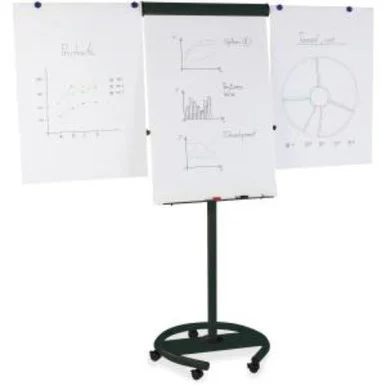 Mastervision 360 Mobile Easel - 26.50" Width X 38.50" Height - White Lacquered Steel Surface - Black Aluminum Frame - Film - 1 Each (ea4806156)