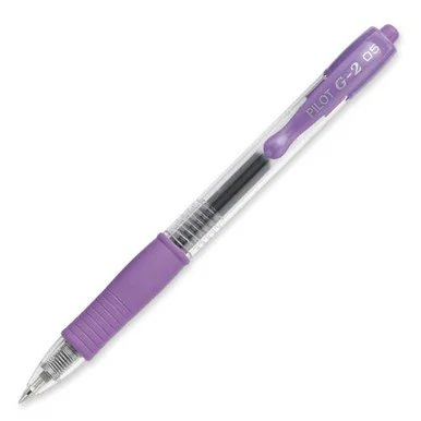 Pilot G2 Extra Fine Point Retractable Rollerball Pen - Fine Pen Point Type - 0.5 Mm Pen Point Size - Purple Ink - Clear Barrel - 12 / Dozen (PIL31006)