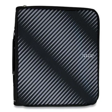 Mead 72536 Zipper Binder, 3 Rings, 2" Capacity, 11 X 8.5, Black/gray Zebra Print Design