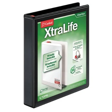 Cardinal Xtralife Clearvue Non-stick Locking Slant-d Ring Binder - Letter - 8.50" X 11" - 375 Sheet Capacity - 3 X D-ring Fastener - 1.50" Binder Fastener Capacity - 2 Pockets - Polyolefin (CRD26311)