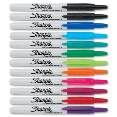 Sharpie Retractable Fine Point Markers - Fine Marker Point Type - Black, Navy Blue, Blue, Turquoise, Green, Lime, Orange, Red, Berry, Plum, Aqua, ... Ink - 12 / Set (SAN32707)