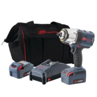 Ingersoll Rand IRTW7152-K22 20v 1/2" Drive Cordless Impact Wrench 2 Battery Kit - High Torque, Iqv Power Control W/ 4 Modes, Brushless Motor, Led Light Ring, Gray