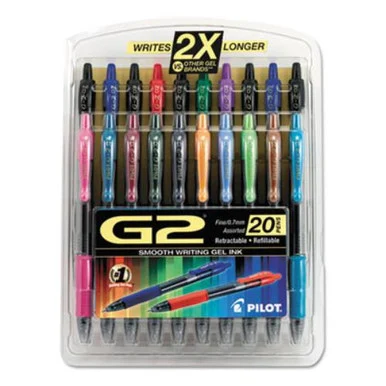 G2 Retractable Gel Ink Pens Assorted 20-pack - 0.7 Mm Pen Point Size - 20 / Pack (31294_40)