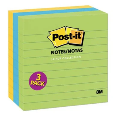 3m 6753AUL Original Pads In Jaipur Colors, 4 X 4, Lined, 200-sheet, 3/pack