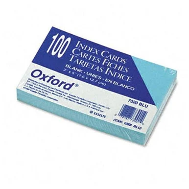 Esselte Printable Index Card - 3" X 5" - 100 / Pack - Blue (7320BLU)