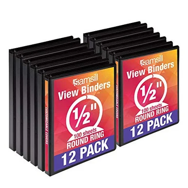 Samsill I08510C Economy 0.5" View Binder Black 12-Pack