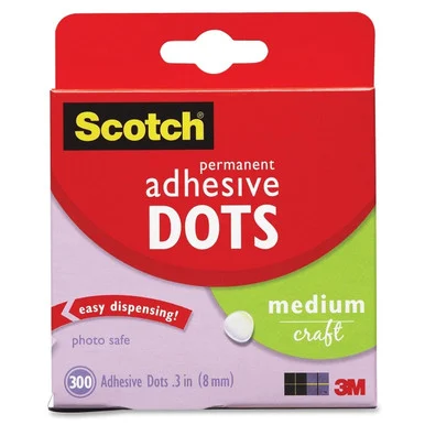 Scotch Medium Craft Permanent Adhesive Dots - Photo-safe, Permanent Adhesive - 300 / Box - Clear (010300M)