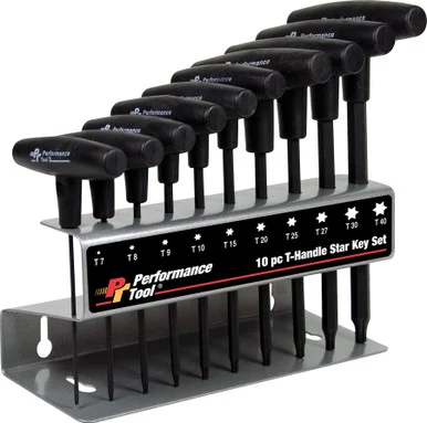 Wilmar W80276 Corp. / Performance Tool 10 Piece T-handle Star Driver Set