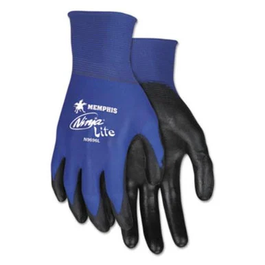 R3 Safety N9696S Ultra Tech Tactile Dexterity Work Gloves, Blue/black, Small, 1 Dozen - MCR Safety