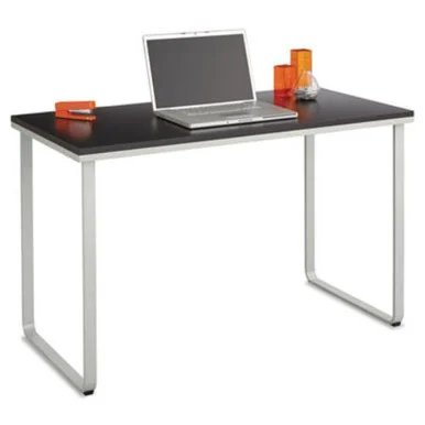 Safco Steel Workstation - Rectangle - 2 Legs - 47.25" X 24" X 28.8" - Steel, Fiberboard, Wood - Black Top, Silver Leg (1943blsl)