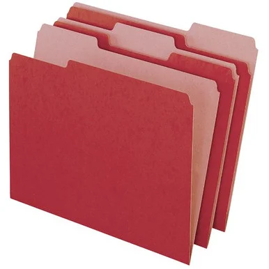 Pendaflex Recycled Paper Color File Folder - 9.50" X 11.75" - 1/3 Tab Cut - Assorted Position Tab Location - 11 Pt. - Red - 100 / Box (ESS04311)
