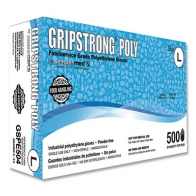 SemperMed GSPE504 Foodservice Grade Polyethylene Gloves, Clear, Large, Polyethylene, 500/box, 20 Boxes/carton