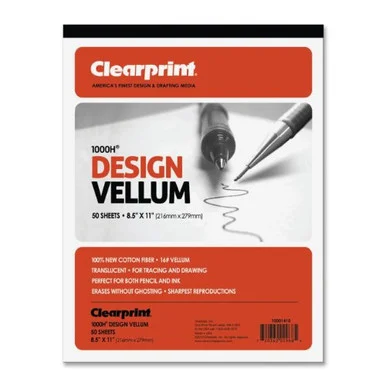 Clearprint Plain Vellum Pad - 50 Sheet - 16 Lb - Letter 8.50" X 11" - 50 / Pad - White Paper (CLE10001410)
