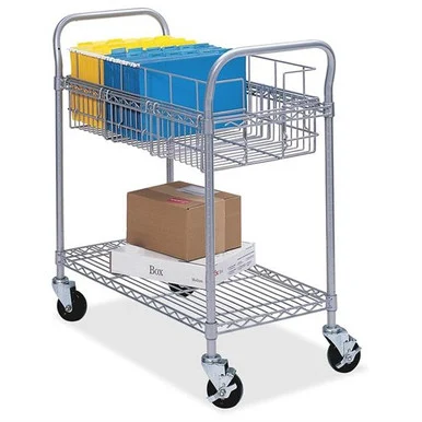 Safco Wire Mail Cart - 600 Lb Capacity - 4 X 4" Caster - Steel - 39" X 18.8" X 38.5" - Gray (5236GR)