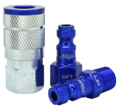 Milton Industries S-303TKIT 3 Piece T-style 1/4" Npt Blue Colorfit Coupler & Plug Kit
