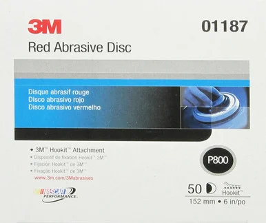 3m Company 3M-1187 Red Abrasive Hookit Disc, 6 In, P800, 50 Discs Per Box