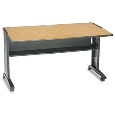 Safco Reversible Top Computer Desk - Rectangle - 28" X 53.50" X 30" - Steel - Medium Oak, Top, Base (SAF1933)