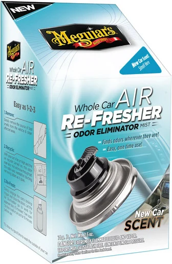 Meguiar's Automotive G16402 Meguiar's Whole Car Air Re-fresher Odor Eliminator Aerosol, New Car Scent, 2 Oz.