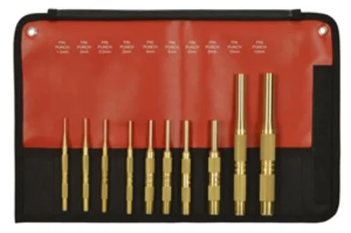 Mayhew 61387 10 Piece Brass Pin Punch Metric Set