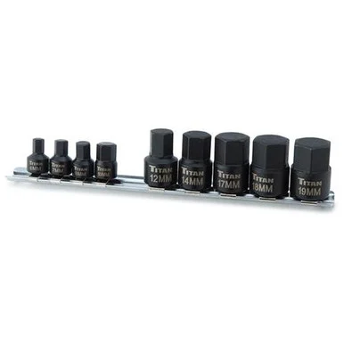 Titan 16140 Tool 9-piece 1/4 In. Drive Stubby Fractional Sae Hex Bit Socket Set