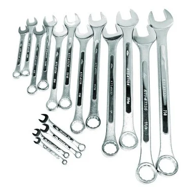 K Tool International KTI-41016 16-piece Combination Raised Panel Chrome Wrench Set, Fractional Sae 1/4 In. To 1-1/4 In. - Heat Treated