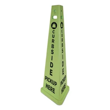 Impact 9140PU Trivu 3-sided Curbside Pickup Here Sign, Fluorescent Green, 14.75 X 12.7 X 40, Plastic