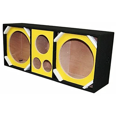 Deejay LED D12T2H1YELLOW Two 12in Woofers Plus Two Tweeters And One Horn Yellow Empty Chuchera Speaker Enclosure