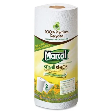 Marcal Small Steps Recycled Roll Paper Towels - 2 Ply - 60 Sheets/roll - 15 / Carton - 11" X 9" - White (MRC6709)