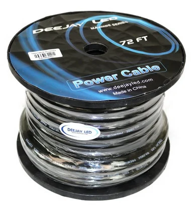 Deejay LED TBH272BLACKCOPPE 2 Gauge 72 Ft 100% Copper Power Cable Used For Vehicular Audio Amplifiers Black