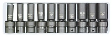 Sunex 3660 Tools 10-piece 3/8 In. Drive Deep Metric Universal Impact Socket Set