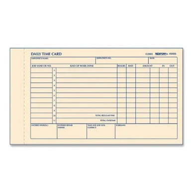 Rediform Time Clock Cards - Gummed - 1 Part - 7" X 4.25" Sheet Size - Manila - 100 / Pad (4K406)